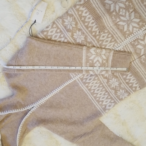 NWT Aspen Cozy Hooded Fairisle Duster Cardigan, size XS, oatmel/white - Picture 11 of 13